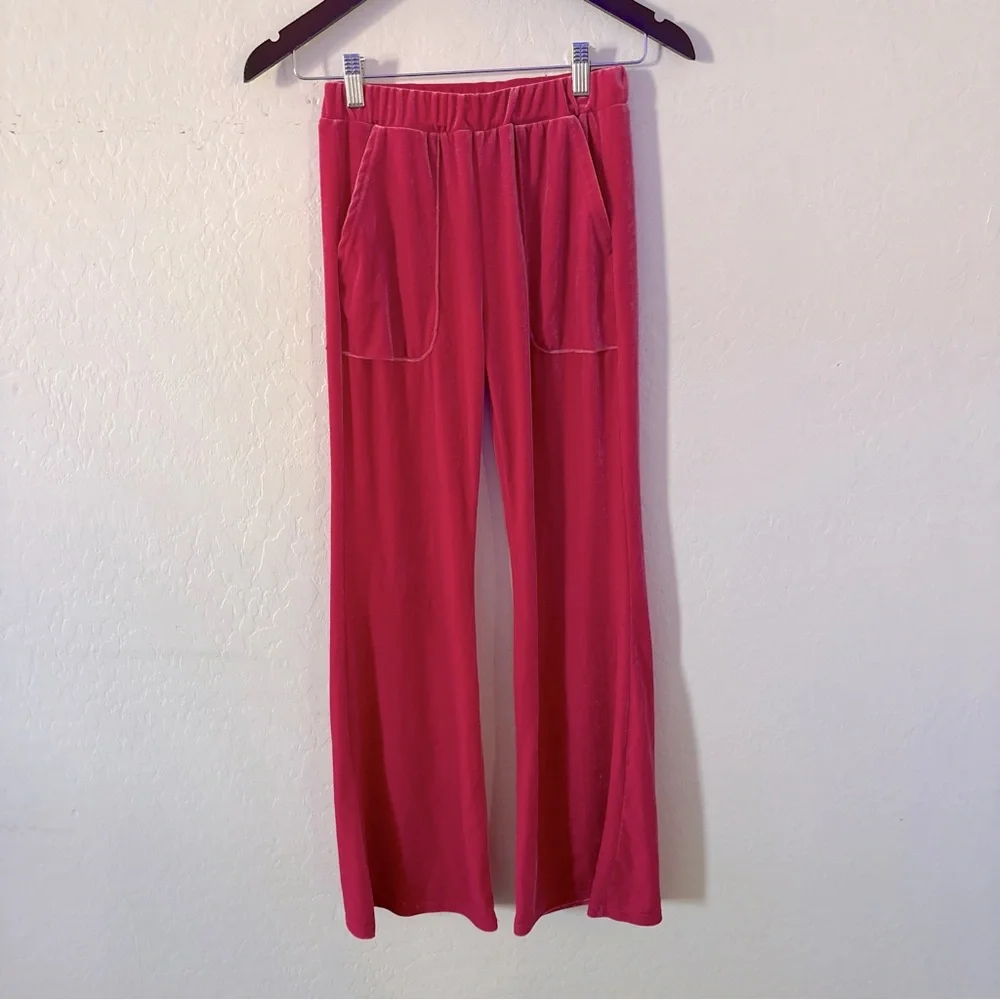 SHEIN Fuchsia Girls Velour‎ Zip-Up Hoodie Tracksuit Set Size 12